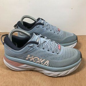 Hoka One One Womens Bondi 7 Blue Running Shoes Size 6.5 Blue Orange